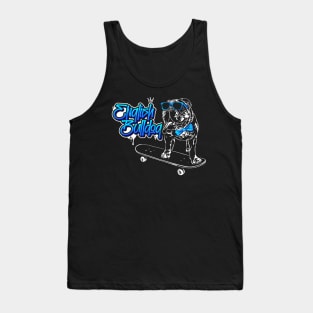 Funny English Bulldog skateboard dog portrait Tank Top